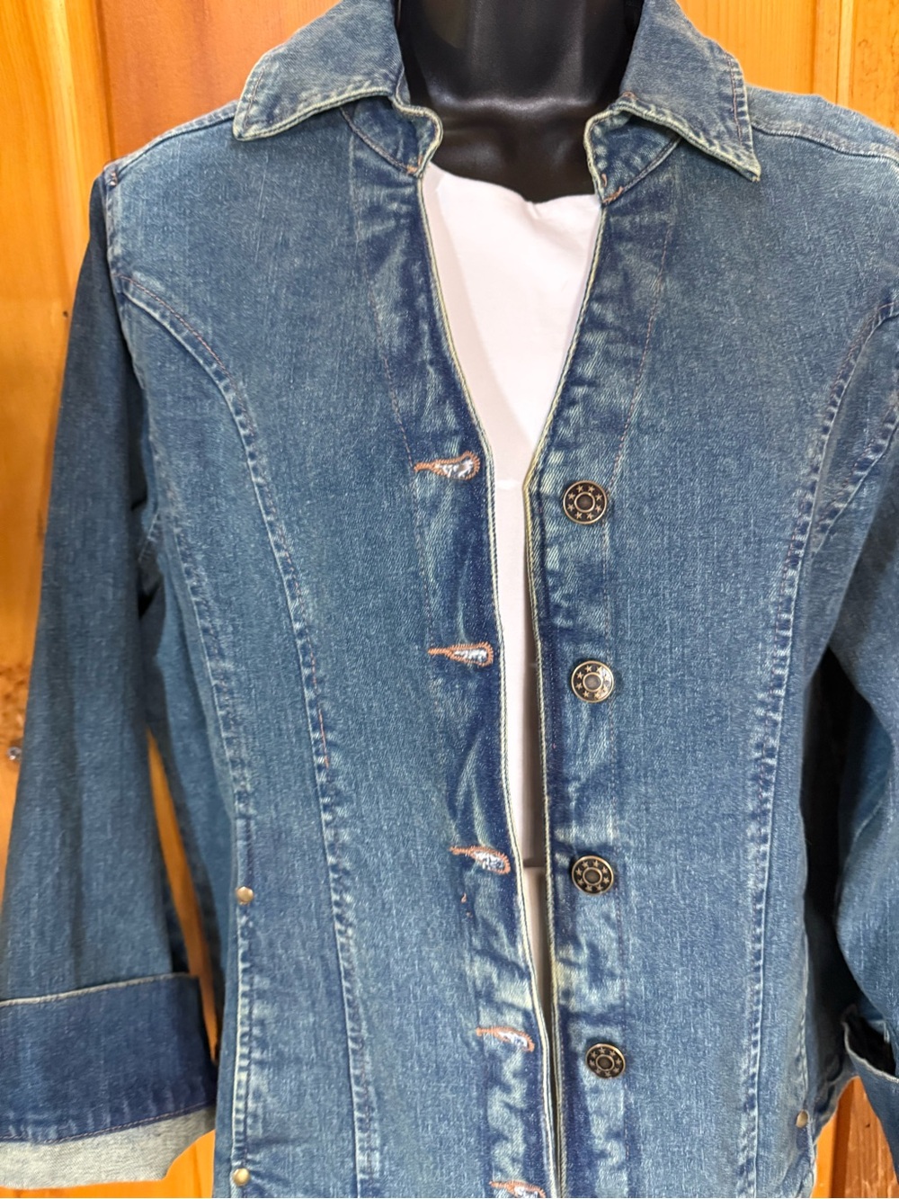 Vintage Jean Jacket Cotton Spandex Petite Medium Stretch Comfort Denim